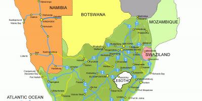 Karta över Lesotho och sydafrika