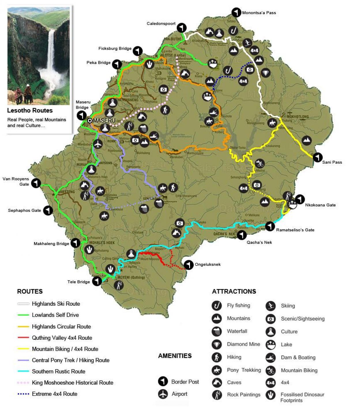 karta över Lesotho turist