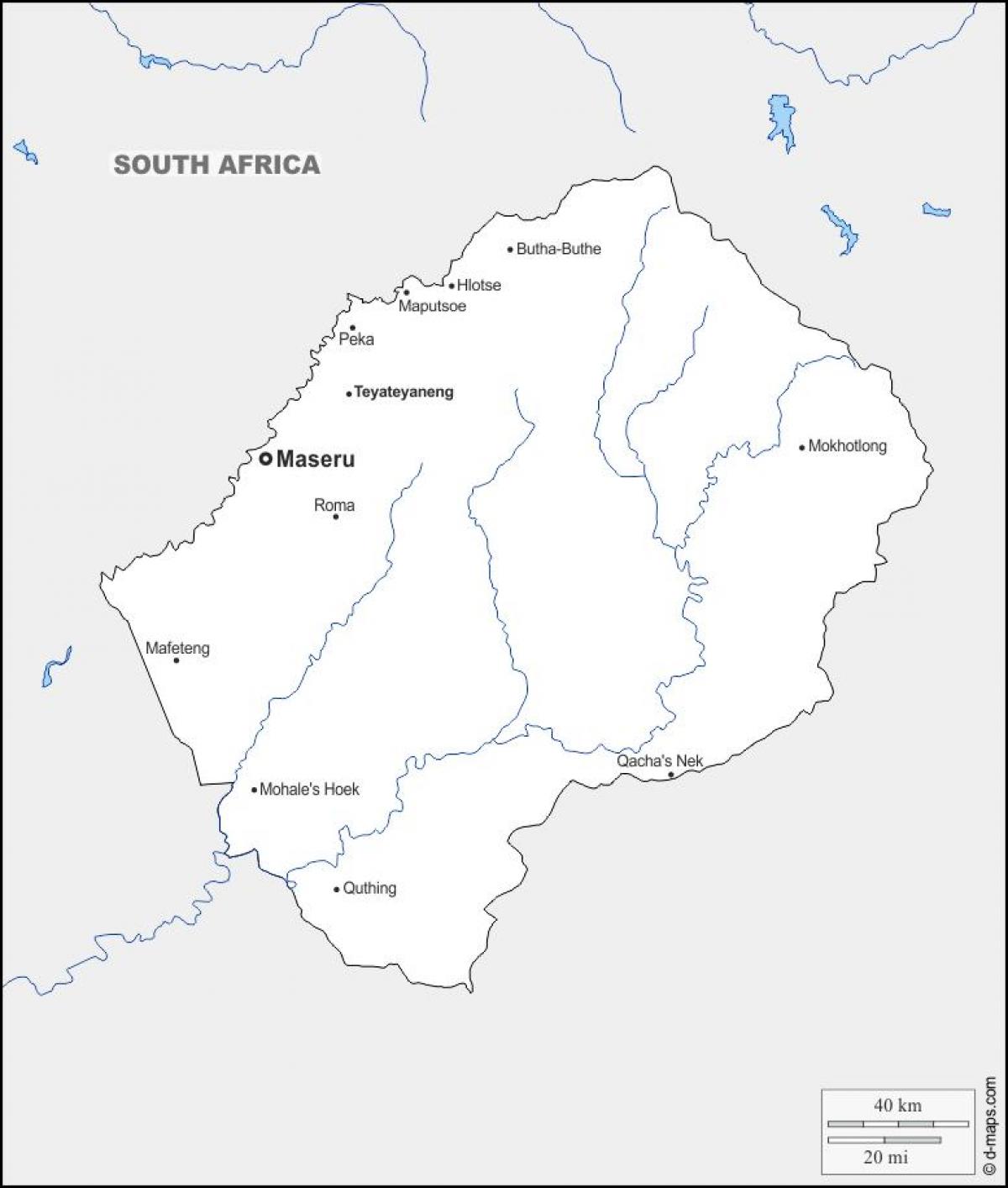 karta över maputsoe Lesotho