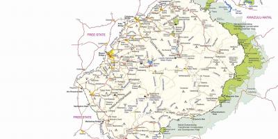 Karta över Lesotho border inlägg
