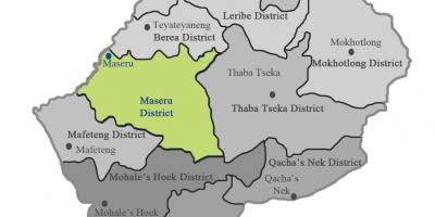 Karta över Lesotho visar distrikt